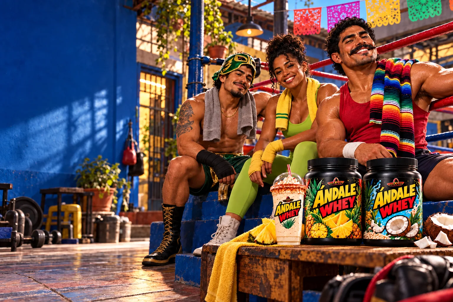 A bright Mexican lucha gym welcomes the next members of the Ándale Whey familia