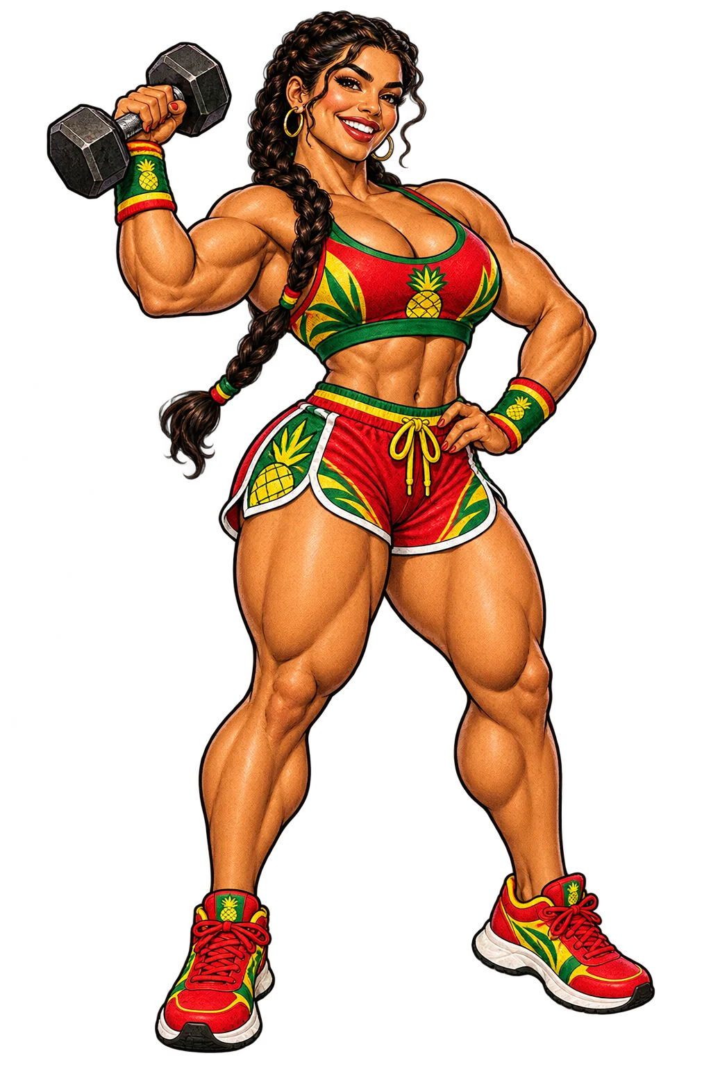 La Piña Whey, the Mexican woman in the illustrated Ándale Whey flavor familia